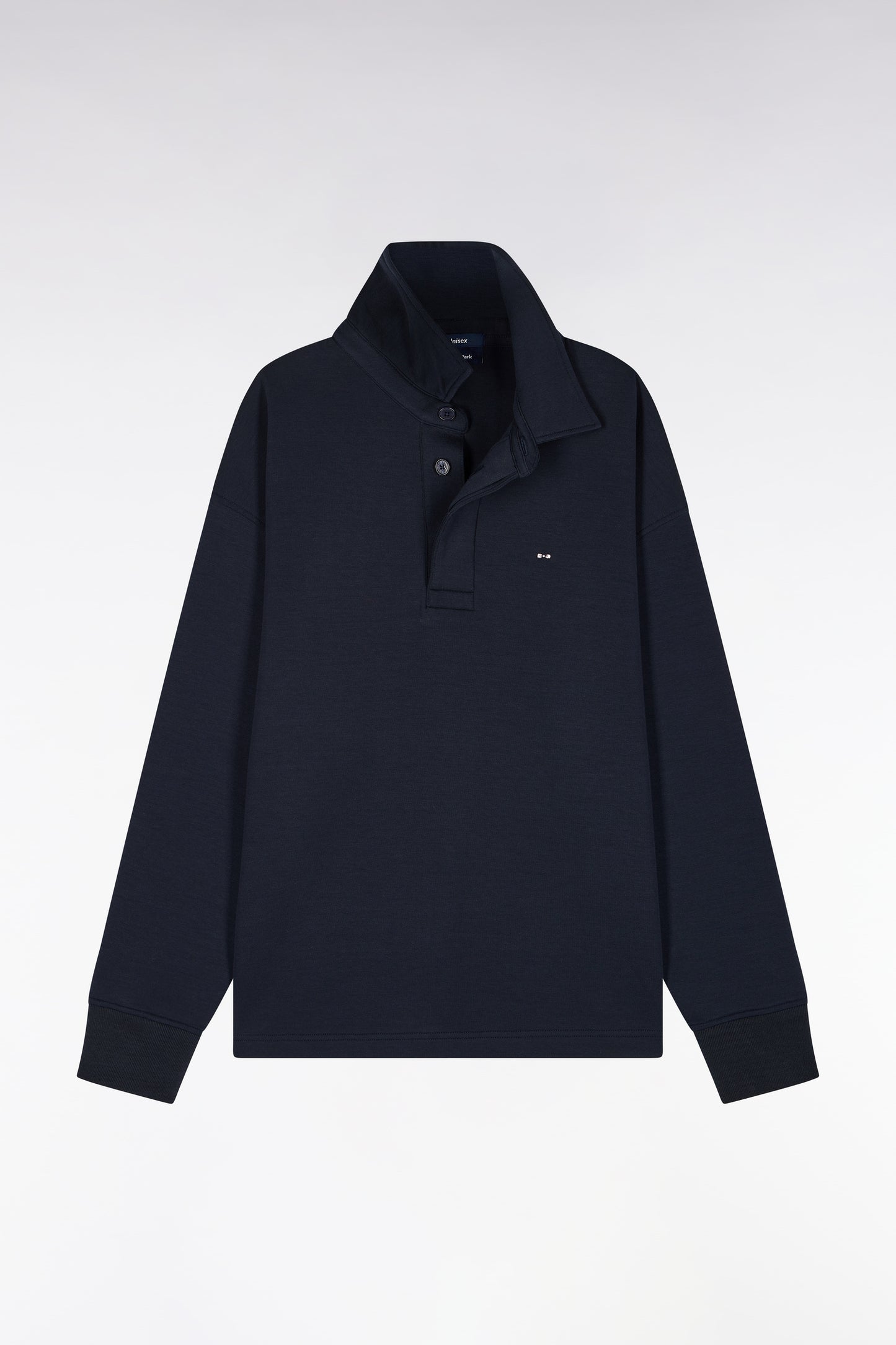 Sweatshirt unisexe à col maillot en interlock de coton marine