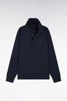 Unisex jersey collar sweatshirt in navy cotton interlock