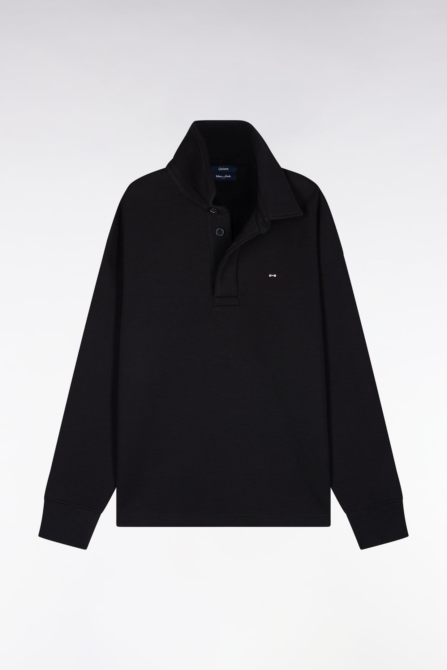 Sweatshirt unisexe à col maillot en interlock de coton noir