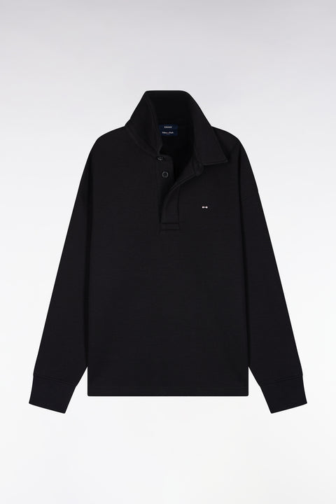 Sweatshirt unisexe à col maillot en interlock de coton noir - Image 3