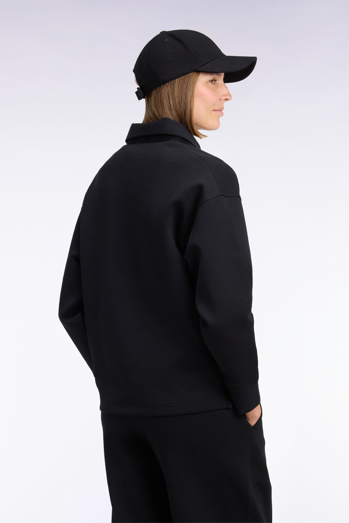 Sweatshirt unisexe à col maillot en interlock de coton noir