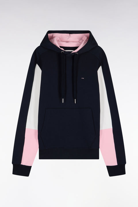 Navy cotton hooded sweatshirt with cut-out sleeves, straight cut - Image 2