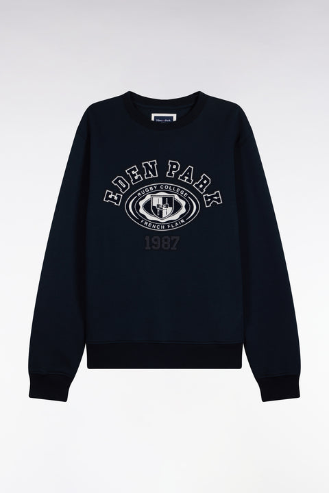 Sweatshirt en molleton marine brodé coupe droite - Image 2