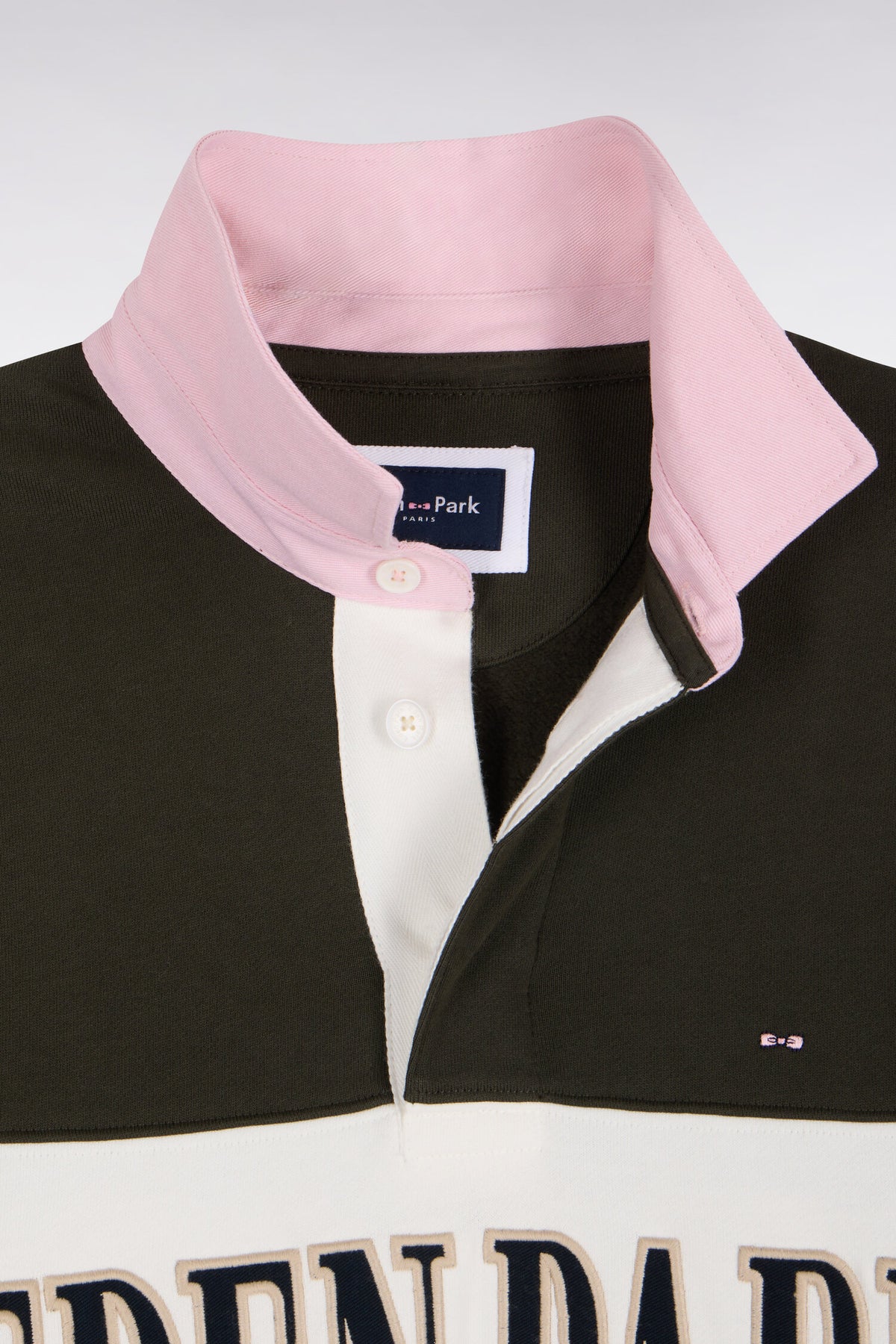 Khaki straight cut polo collar zipped sweatshirt