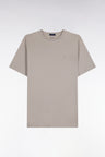 Short-sleeved round-neck t-shirt in gray cotton, straight cut