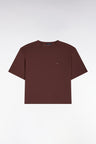 Short-sleeved loose-fit brown stretch modal T-shirt