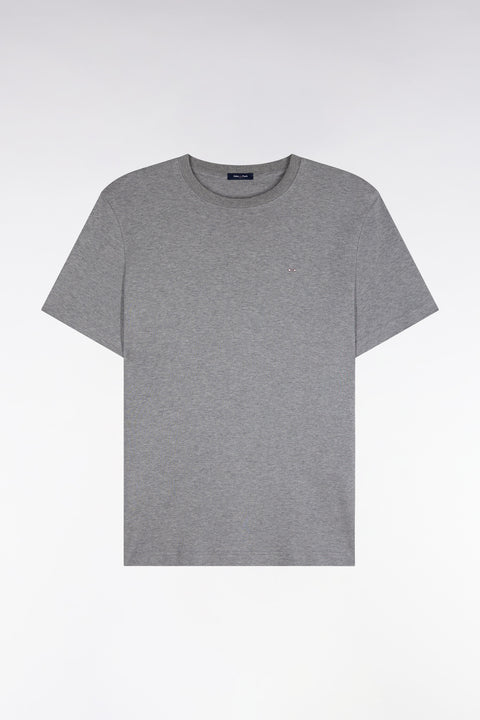 T-shirt manches courtes en coton gris coupe droite - Image 2