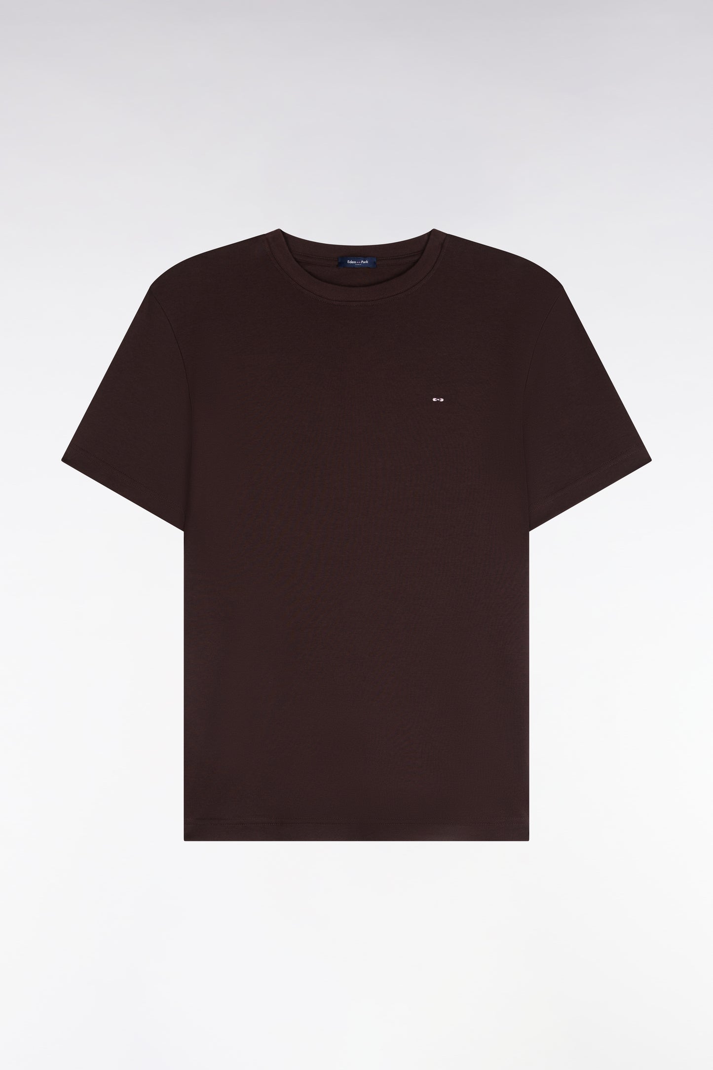 T-shirt manches courtes en coton marron coupe droite