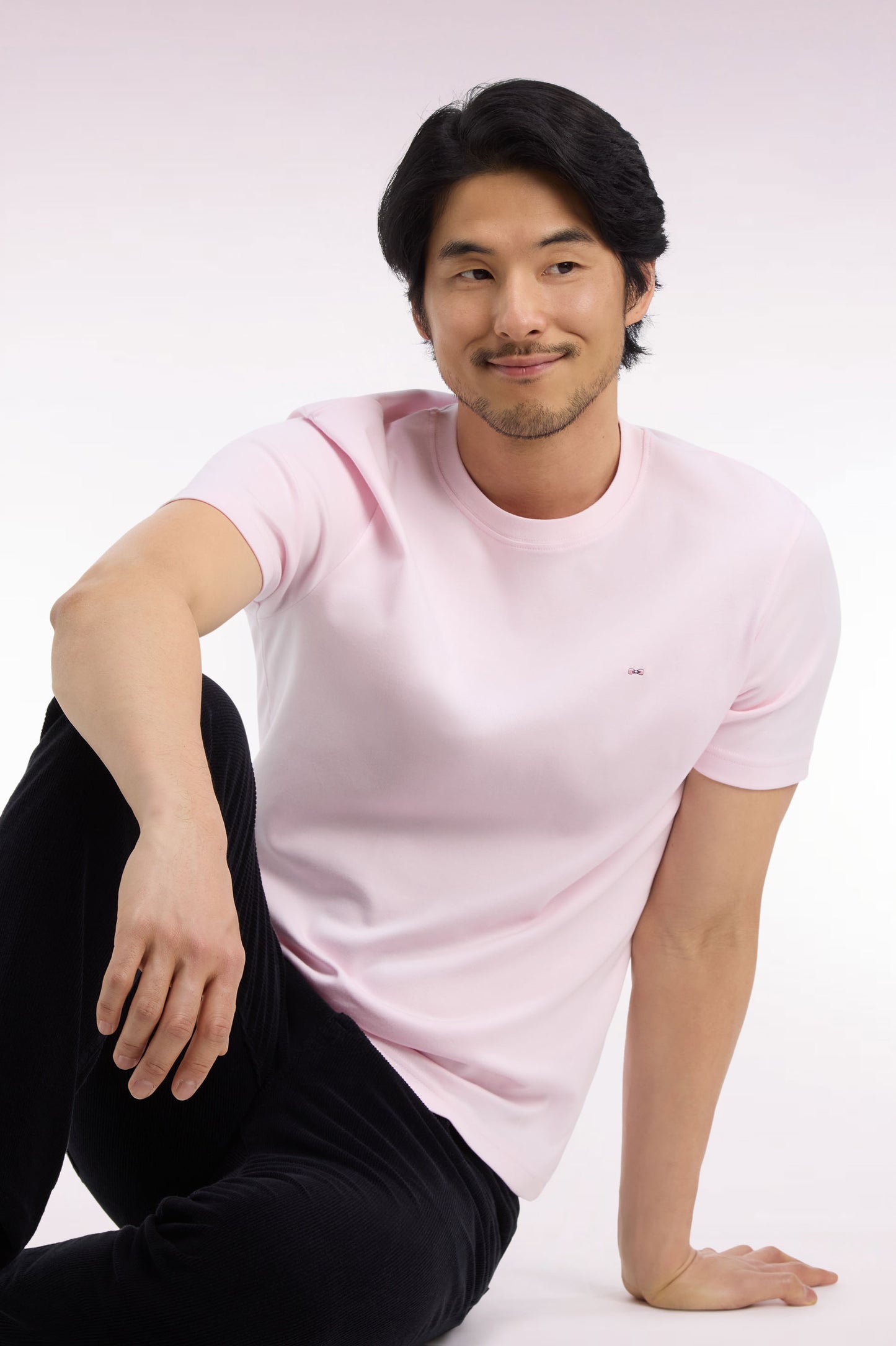 T-shirt manches courtes en coton rose coupe droite