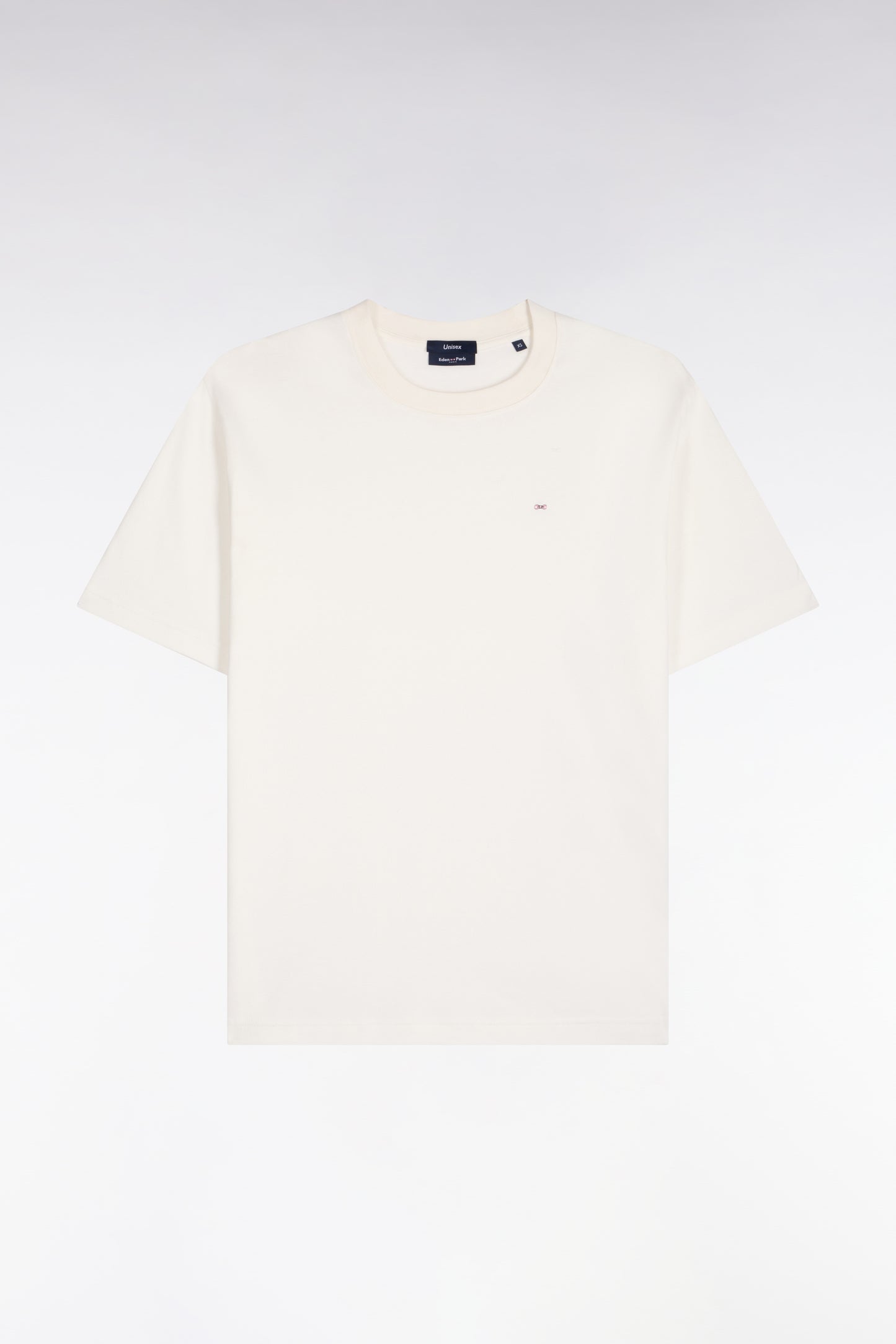 T-shirt col rond unisexe à manches courtes en coton mercerisé écru coupe loose
