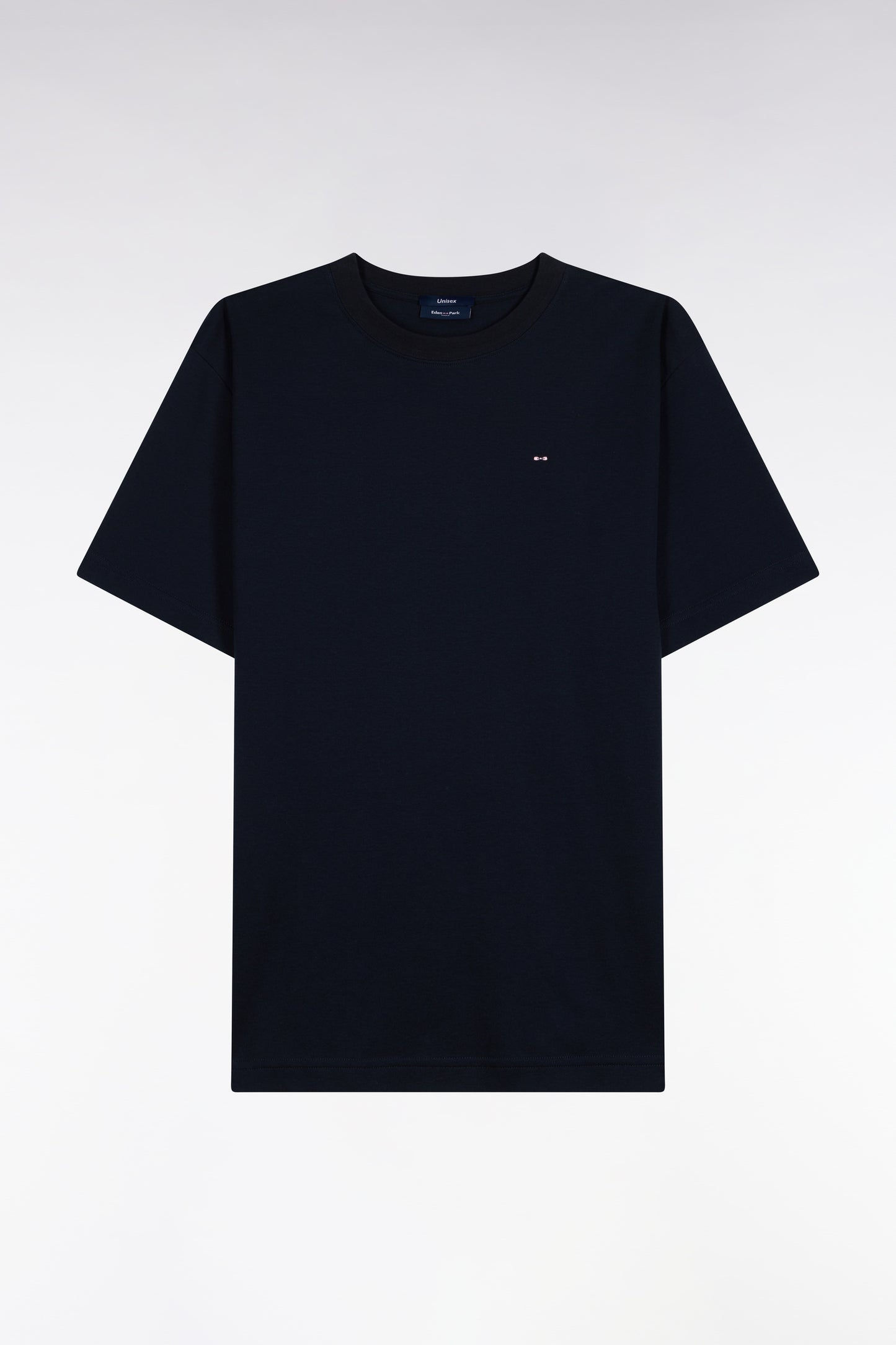 T-shirt col rond unisexe à manches courtes en coton mercerisé marine coupe loose