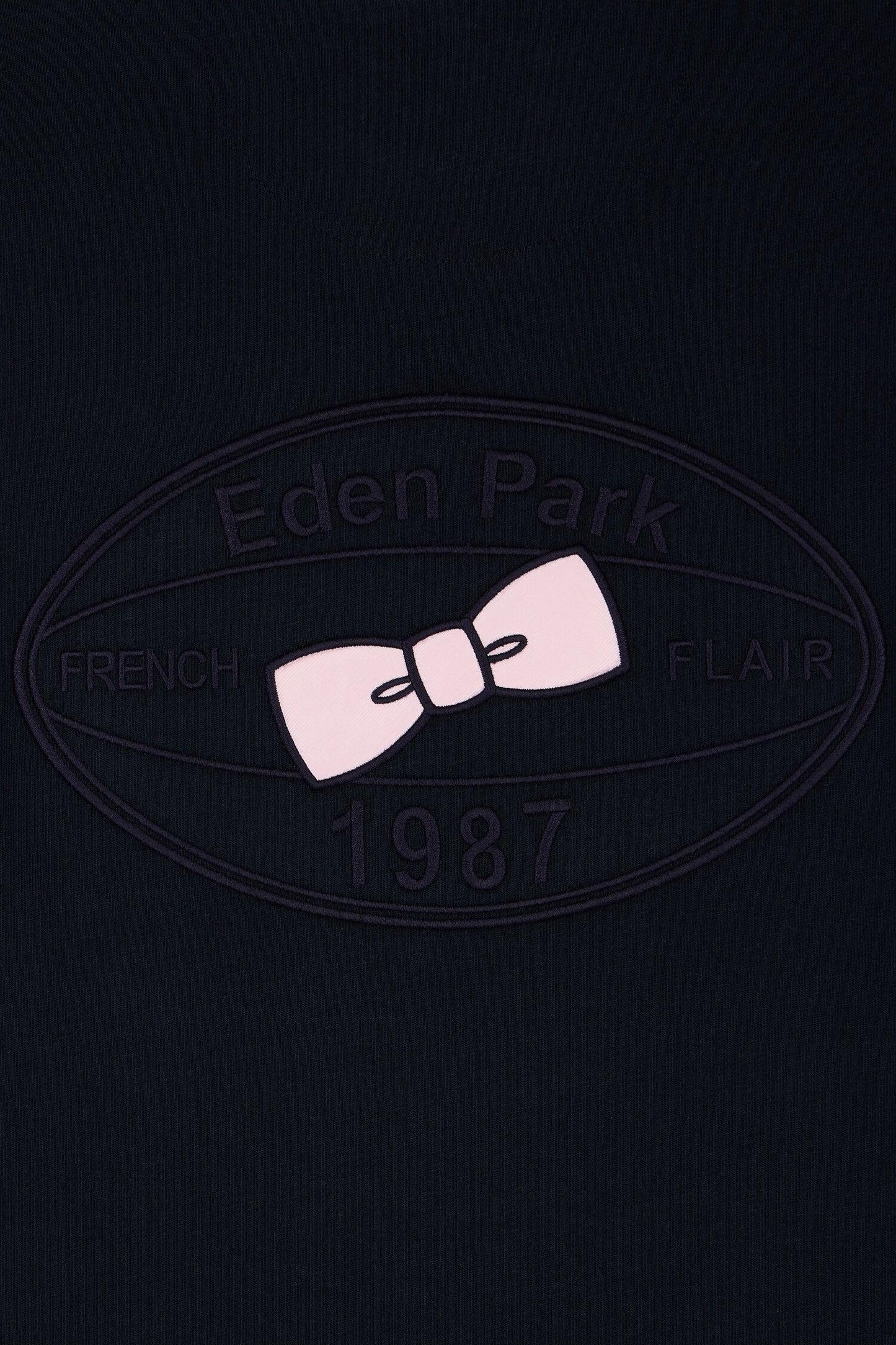 T-shirt manches courtes marine à manches écrues coupe droite