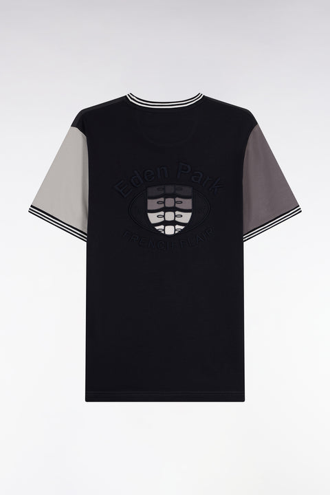 T-shirt à manches courtes bicolore gris coupe droite - Image 2