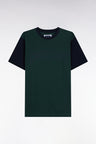Short-sleeved T-shirt in navy and khaki cotton, straight cut