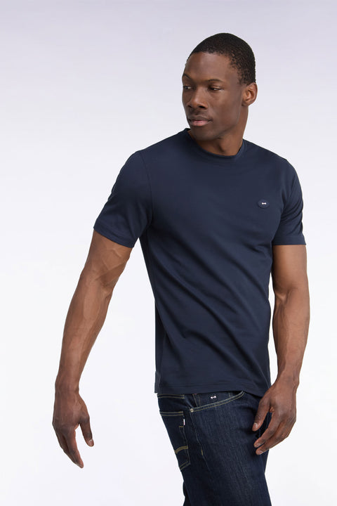 T-shirt manches courtes marine coupe droite - Image 1