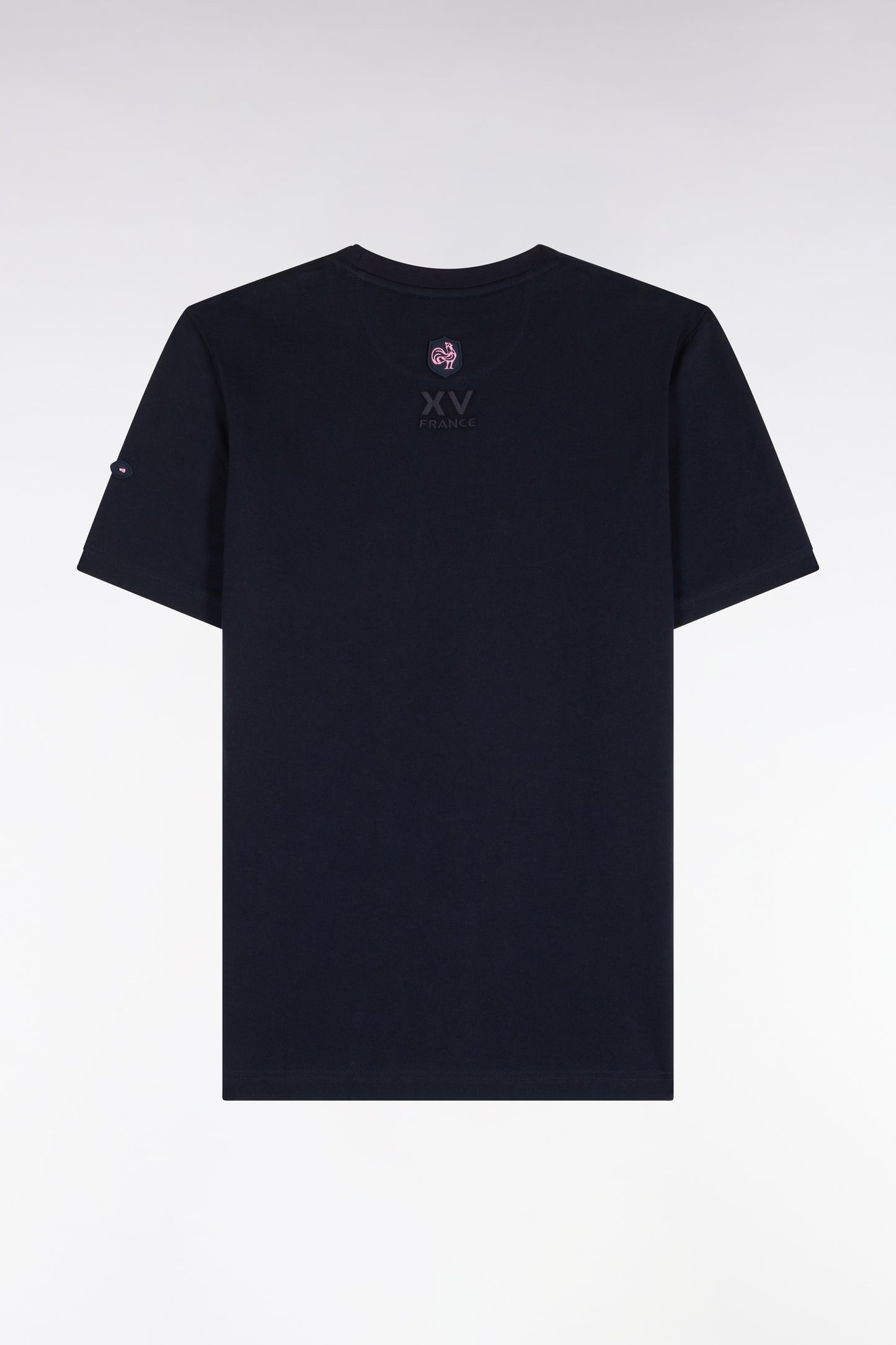 T-shirt manches courtes en coton marine sérigraphie XV de France coupe droite