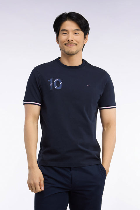T-shirt en coton marine brodrie numéro 10 - Image 3
