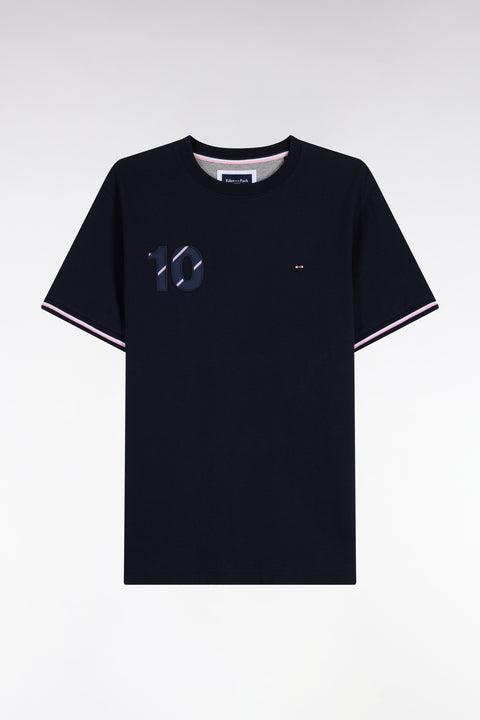 T-shirt en coton marine brodrie numéro 10 - Image 2