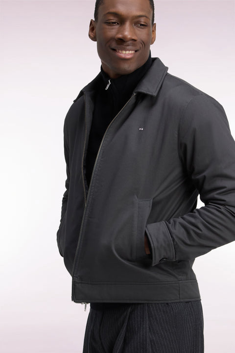 Straight cut khaki stretch cotton jacket - Image 1