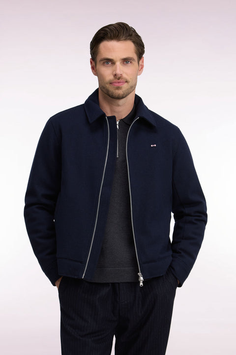 Blouson en flanelle ouatinée marine coupe droite - Image 3
