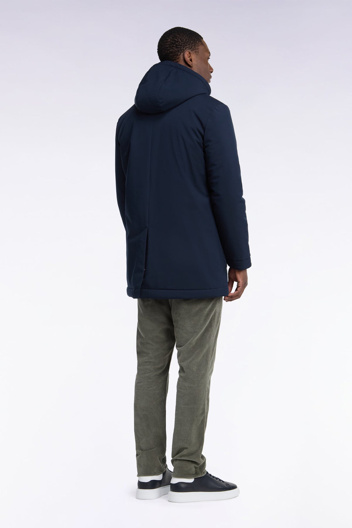 Parka en nylon brossé marine
