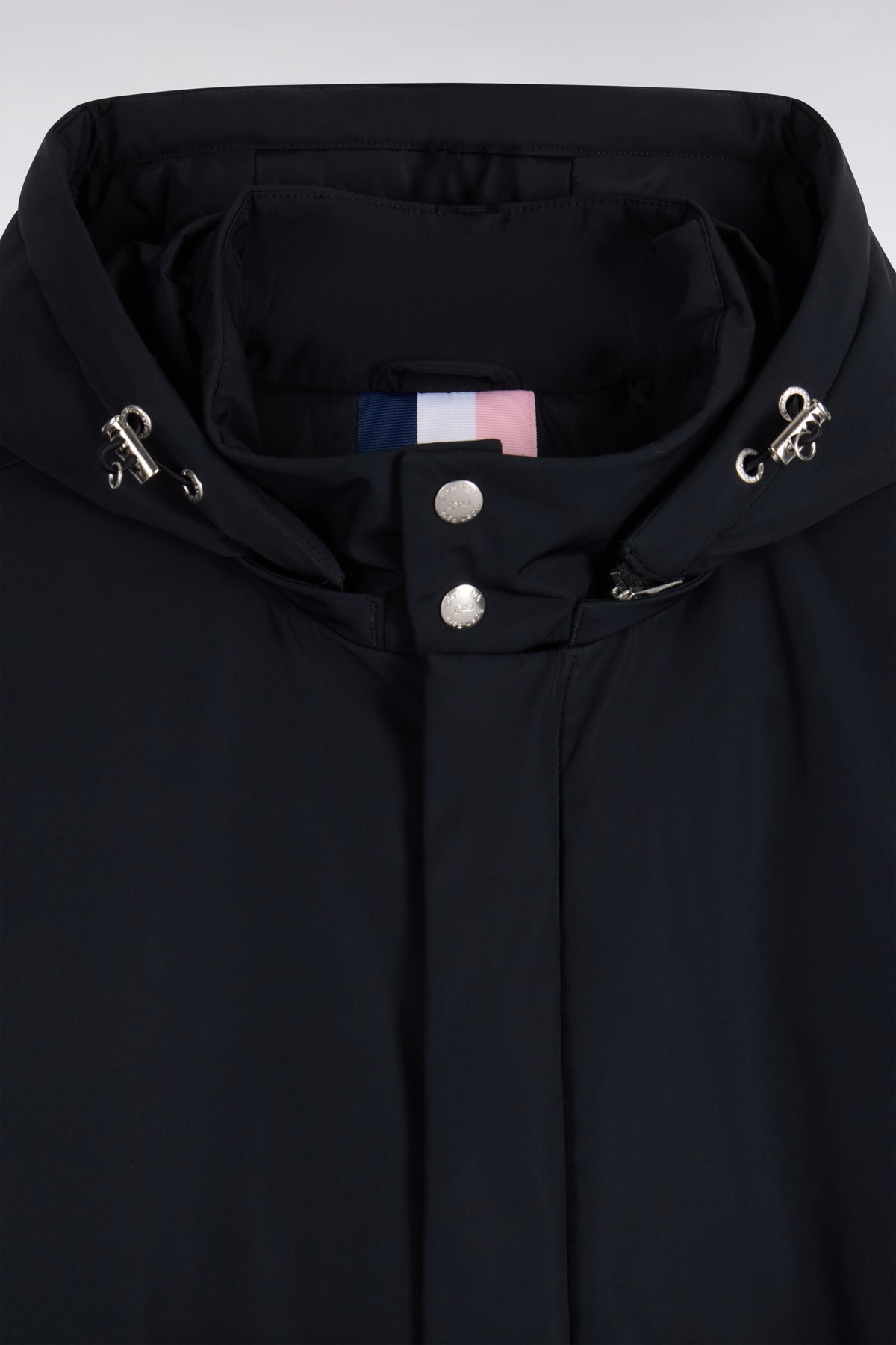 Black parka with removable hood
