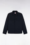 Straight cut navy stretch nylon overshirt