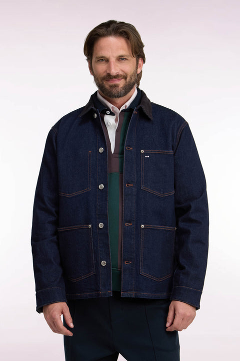 Surchemise en denim brut col en velours côtelé - Image 3