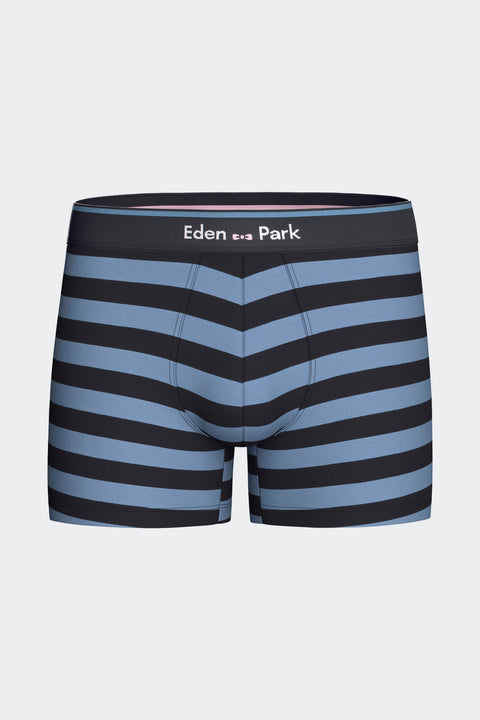 Pack of 2 plain and navy striped stretch cotton jersey boxers - Image 3