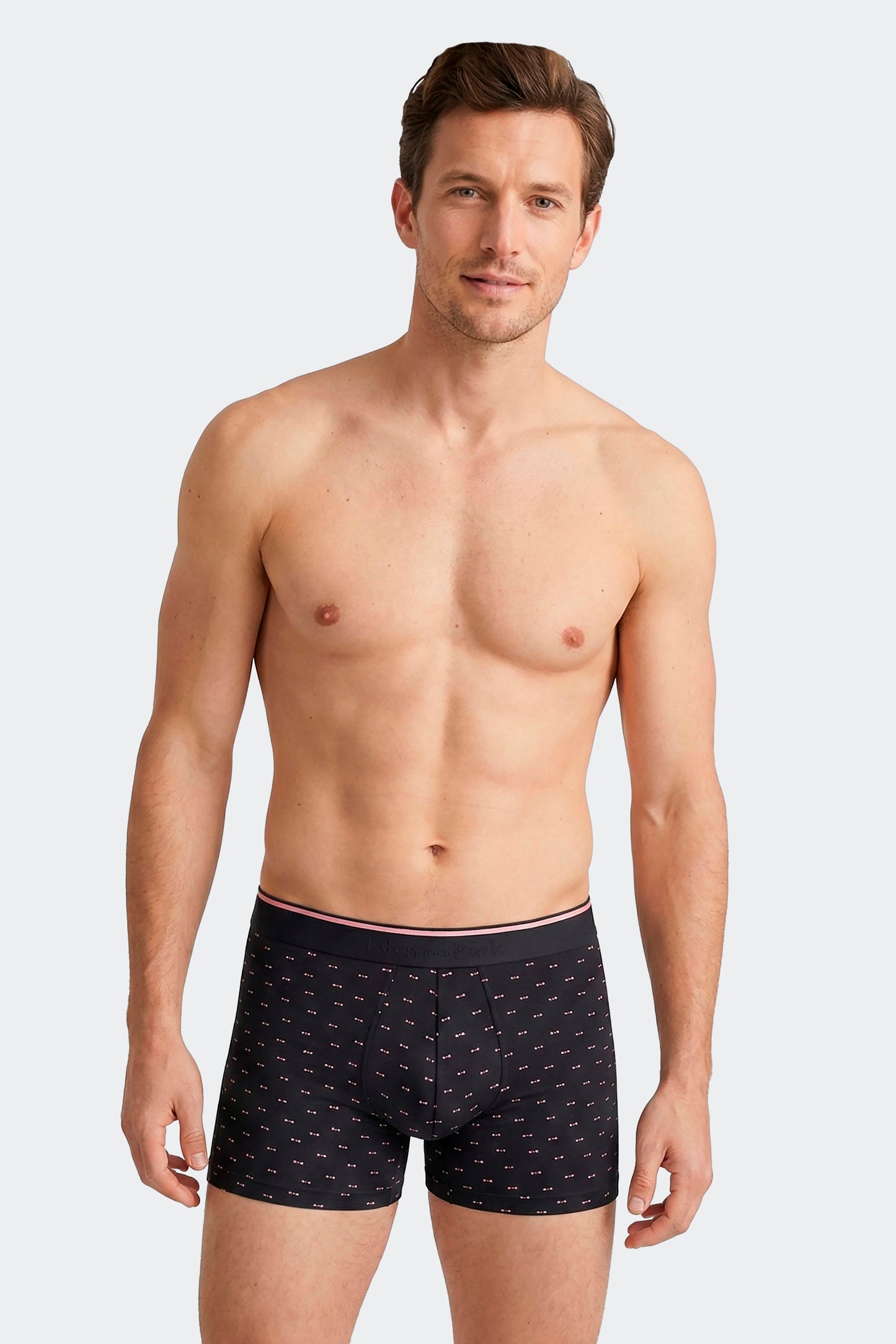 Lot de 2 boxers en jersey de coton stretch unis et imprimés marine