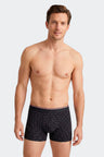 Pack of 2 boxers in plain stretch cotton jersey and navy prints