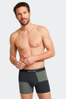 Pack of 2 boxers in plain stretch cotton jersey and navy and khaki checkerboards