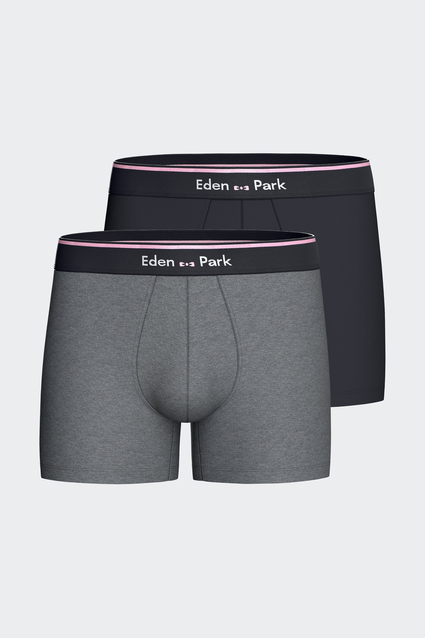 Lot de 2 boxers en jersey de coton stretch unis marine et gris