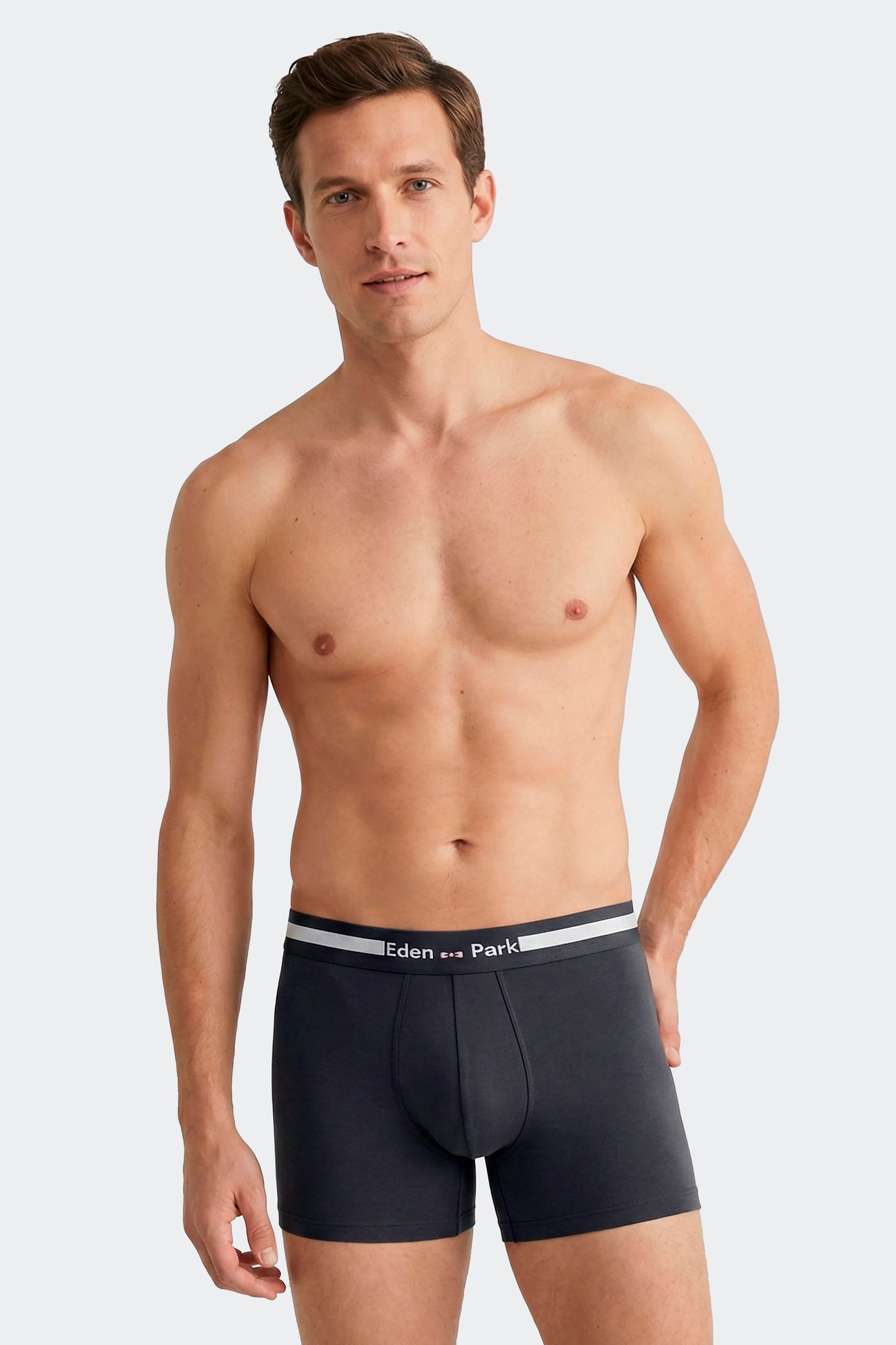 Lot de 2 boxers en jersey de coton stretch marine et kaki