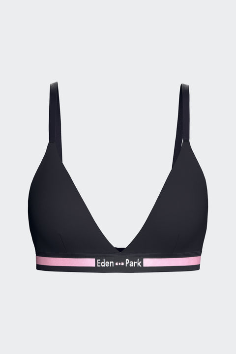 Triangle bra in navy elastic stretch cotton with logo - Image 1