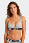 Triangle bra in gray stretch cotton with logo