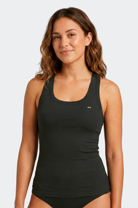 Black stretch Tencel racerback tank top - Image 2