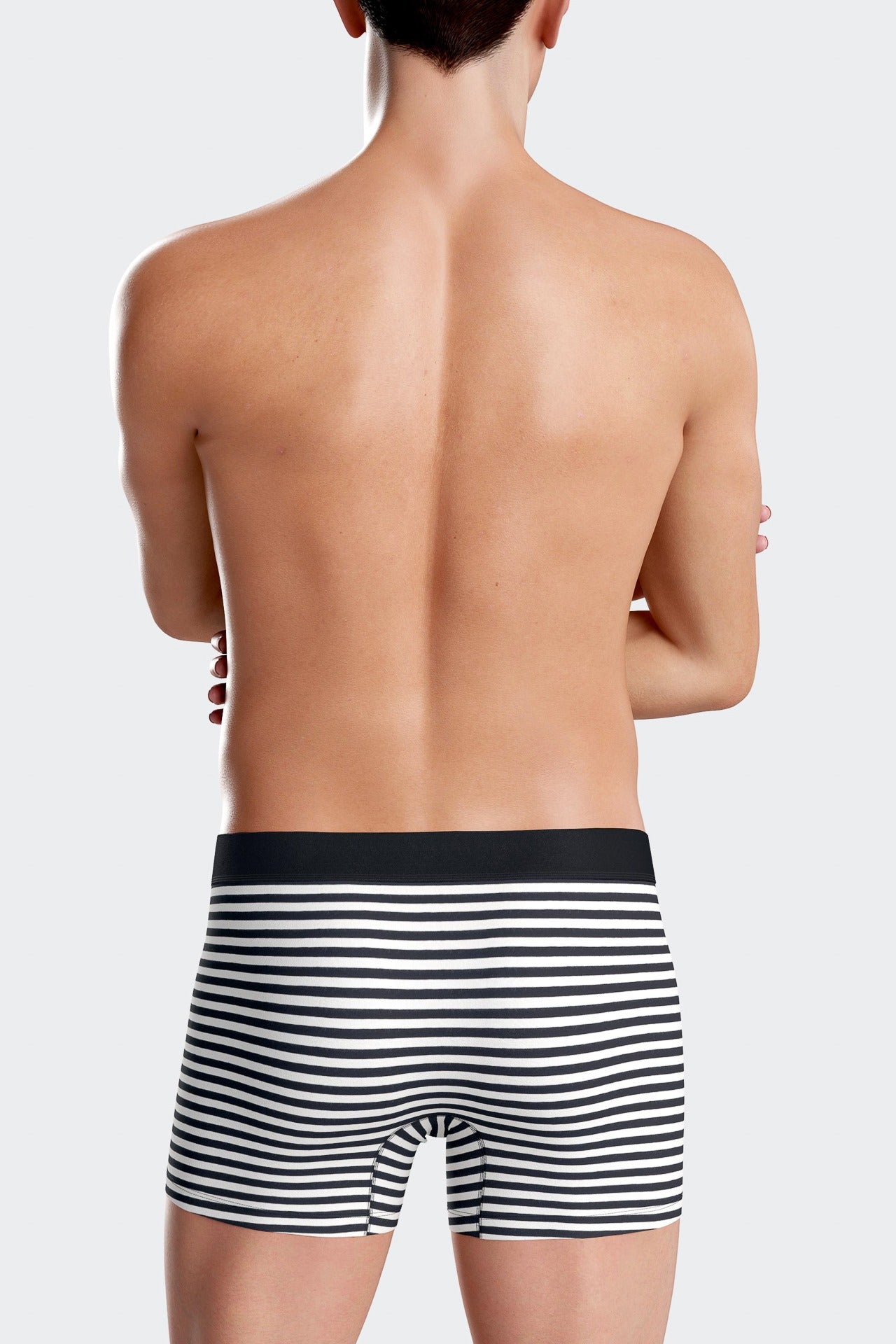 Set of 2 white and striped stretch cotton boxers