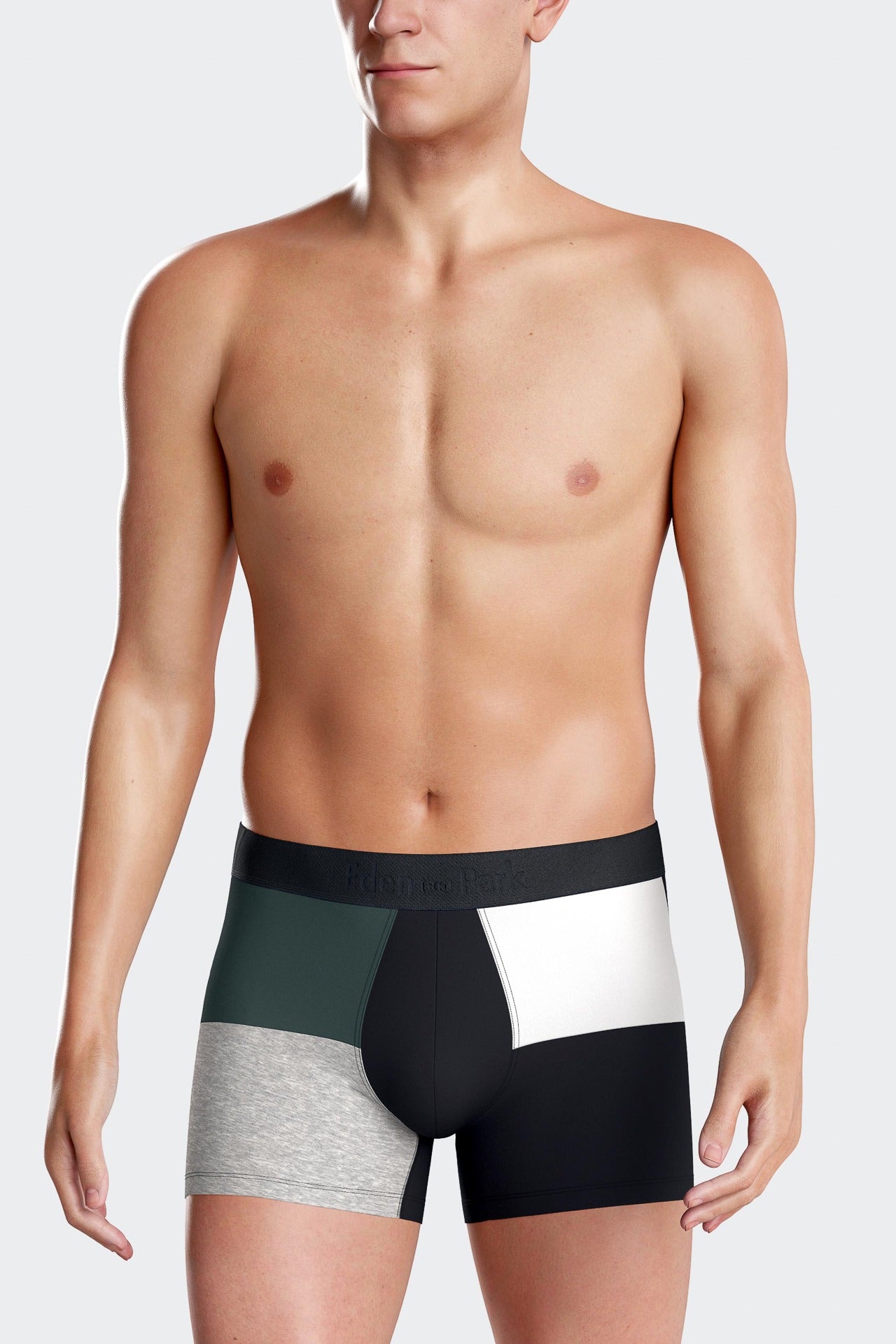 Green colorblock stretch cotton boxers