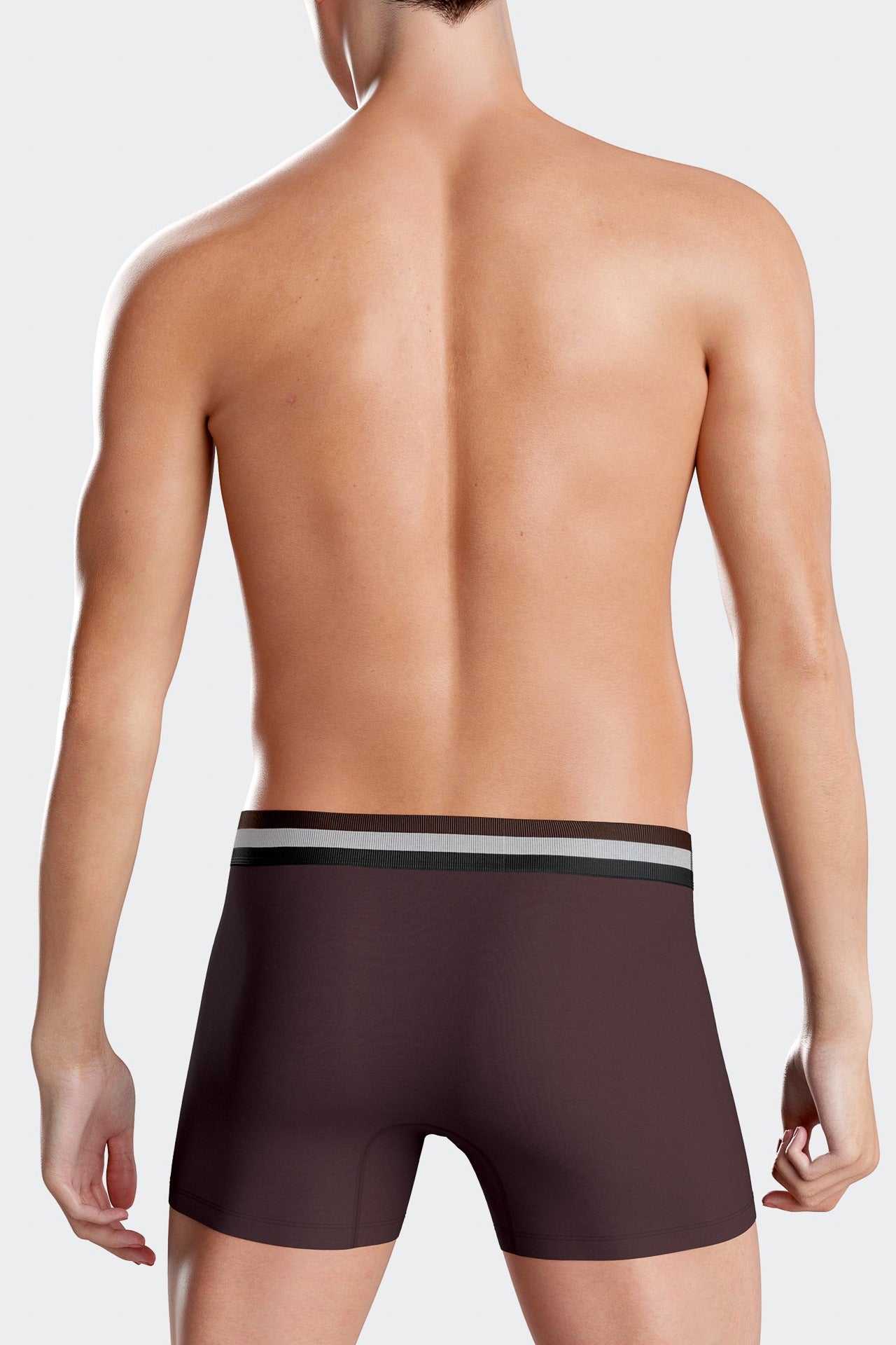 Set of 2 burgundy stretch cotton boxers with tricolor waistband