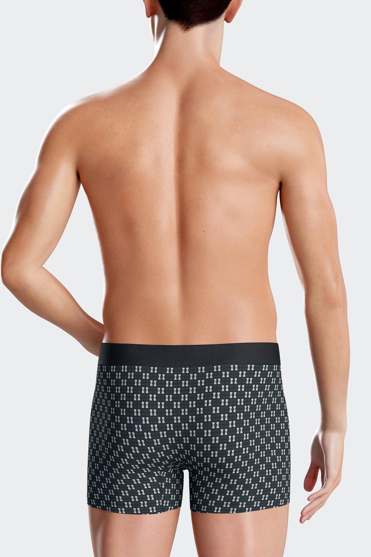 Green stretch cotton boxers with micro patterns