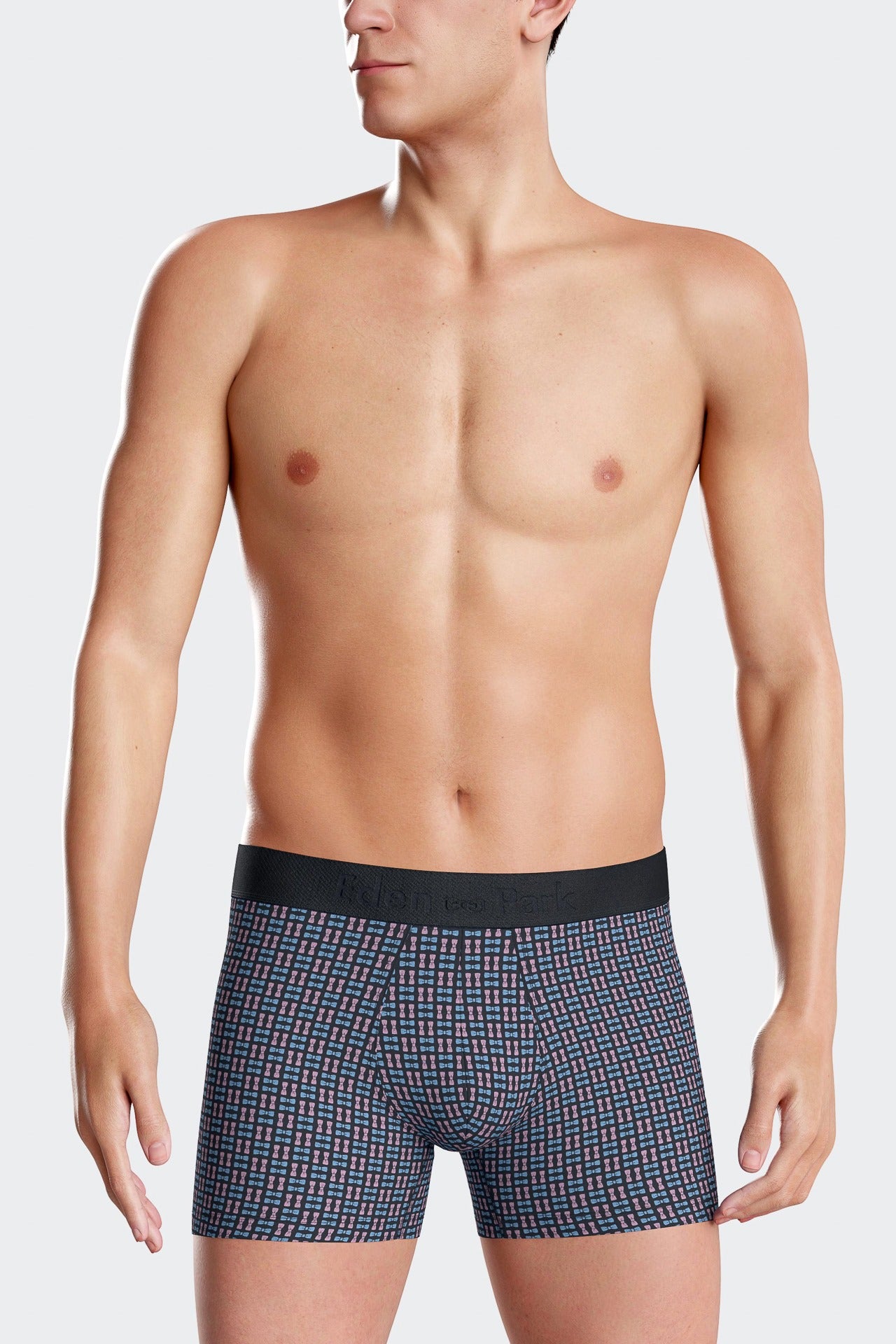 Pink stretch cotton boxers with micro patterns