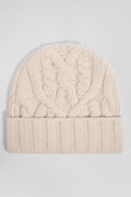 Ecru cable knitted wool beanie