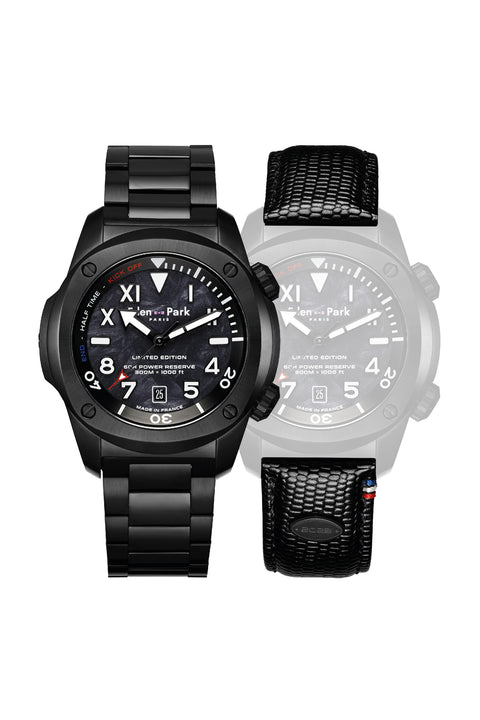 Quartz chronograph watch black - Image 1