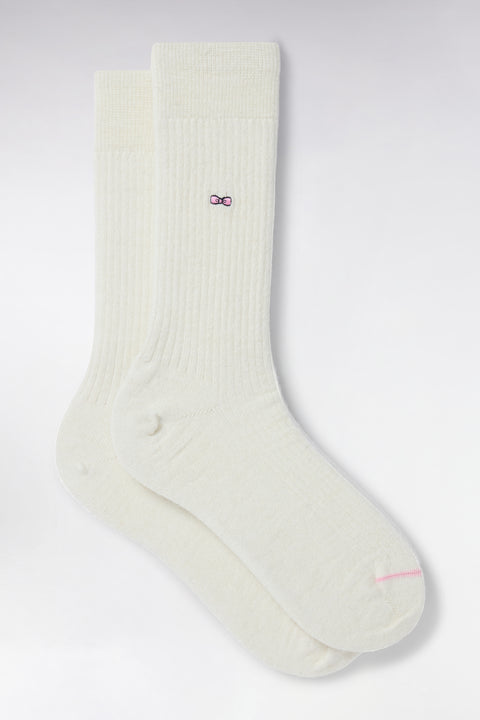 White wool and alpaca knee-high socks - Image 1