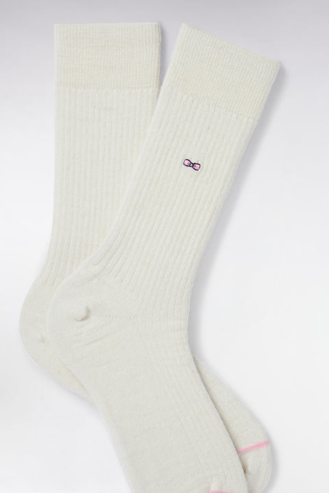 White wool and alpaca knee-high socks - Image 2