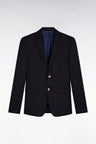 Slim fit navy blue 100% wool blazer