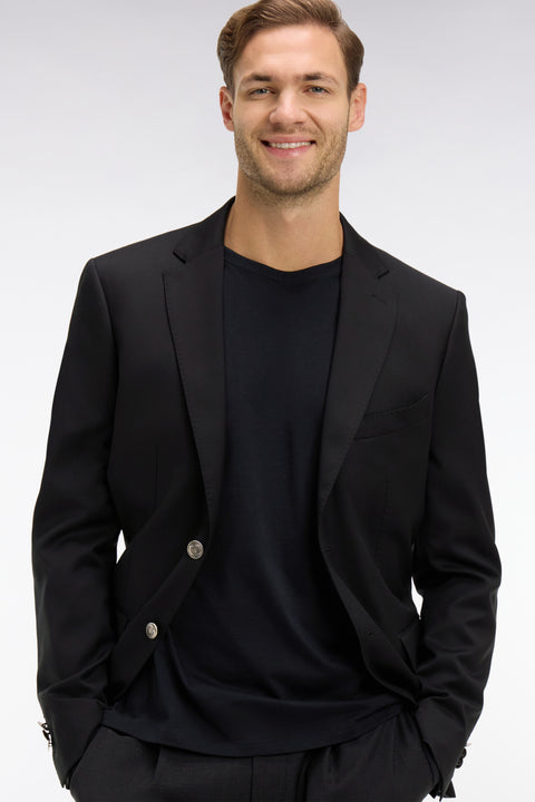 Slim fit black 100% wool blazer - Image 3