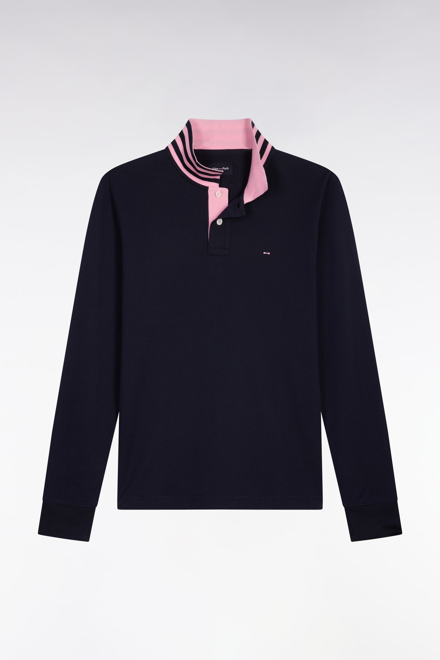 Navy cotton polo with contrasting neck