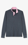 Grey cotton polo with contrasting neck